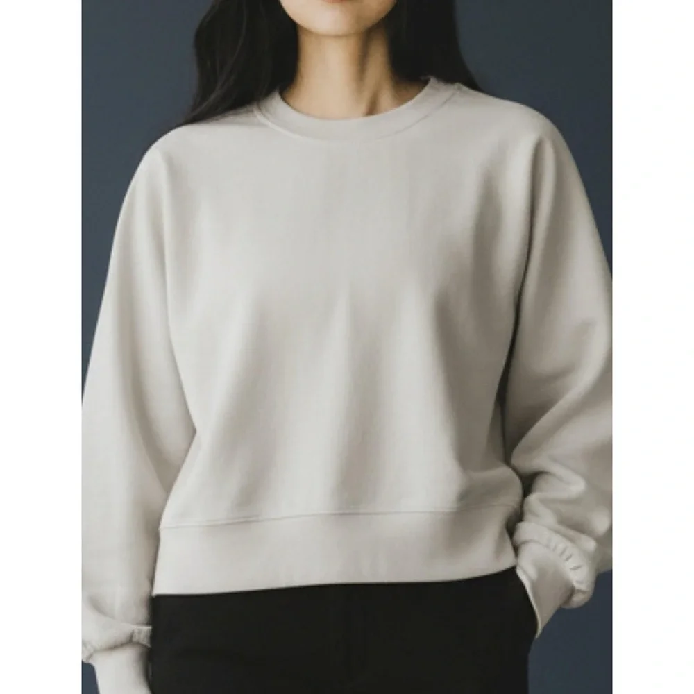 Lululemon Sweatshirt Women8 Opal White Cropped Crewneck Stretch Pullover LW3EZLS